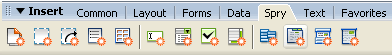 Dreamweaver Insert Spry screenshot