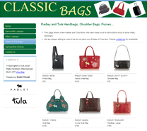 Classic Bags website screenshot