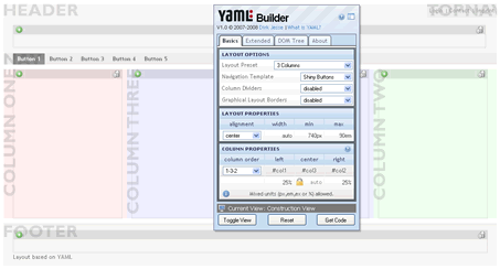 YAML CSS layout builder screenshot