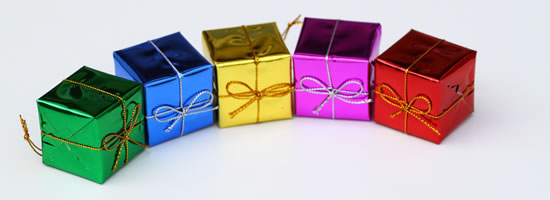 Christmas presents with different colours